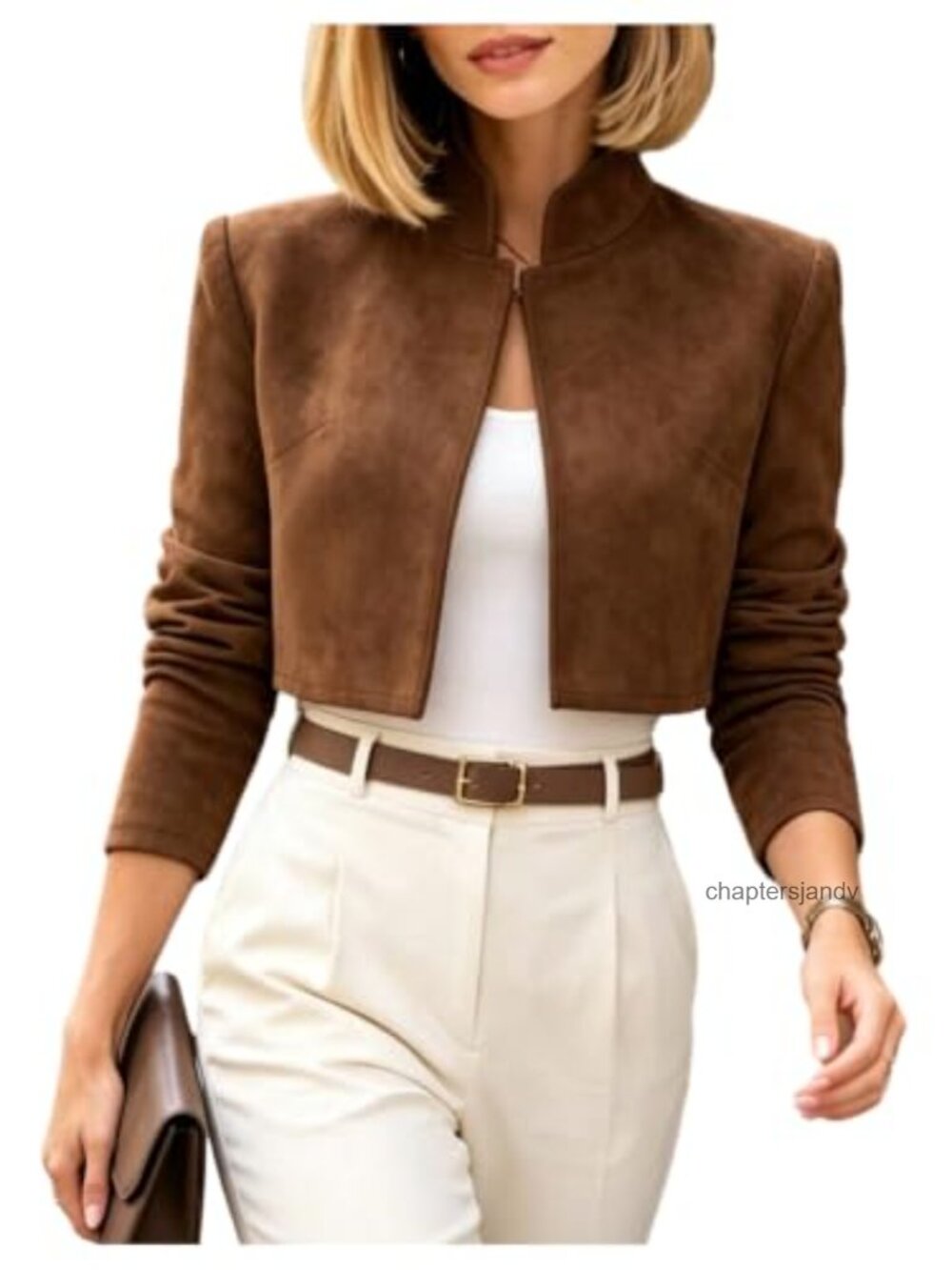 Suede Jacket Open Front Dressy Casual Cropped Tops